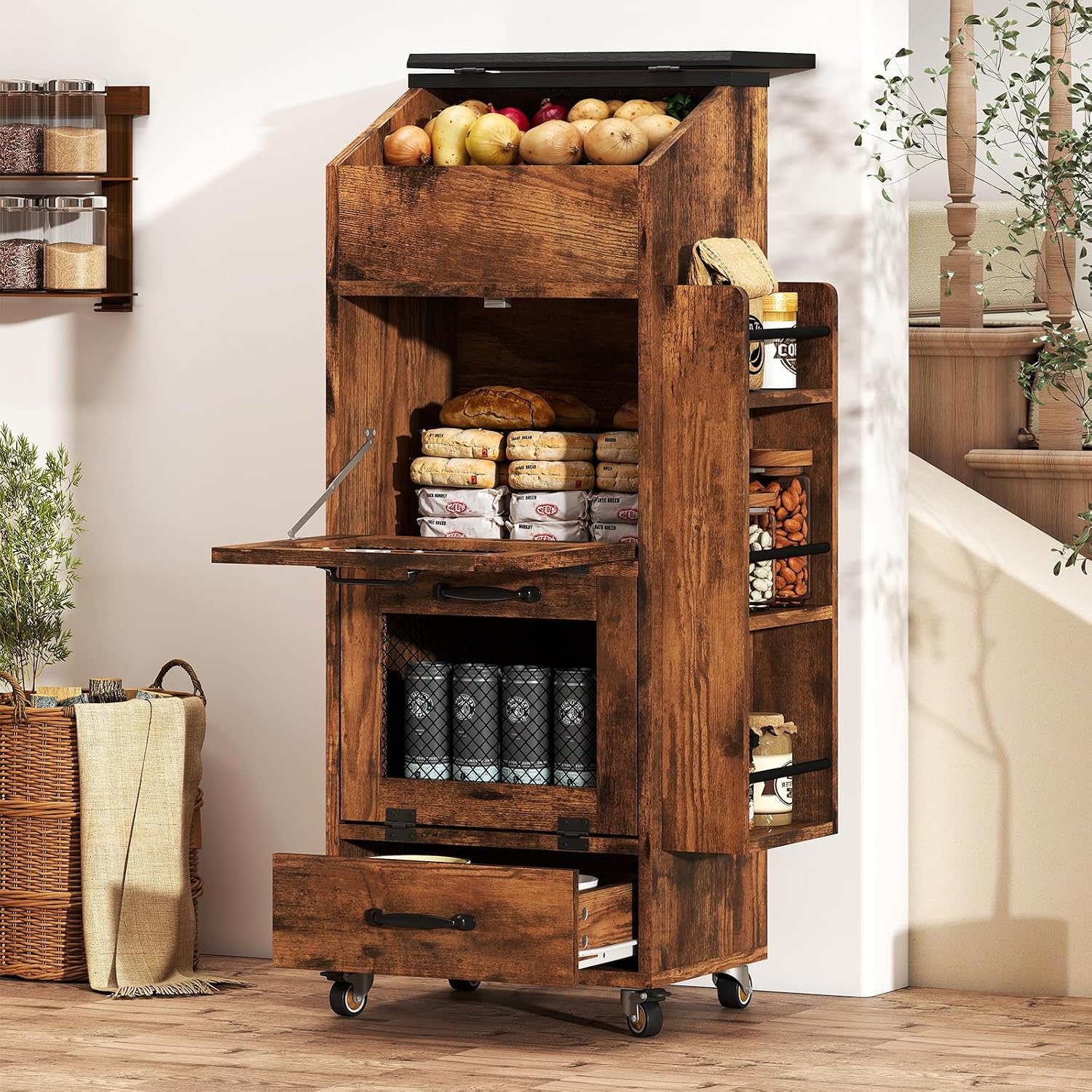 Food Storage On Wheels - صندوق تخزين البطاطس والبصل على عجلات،