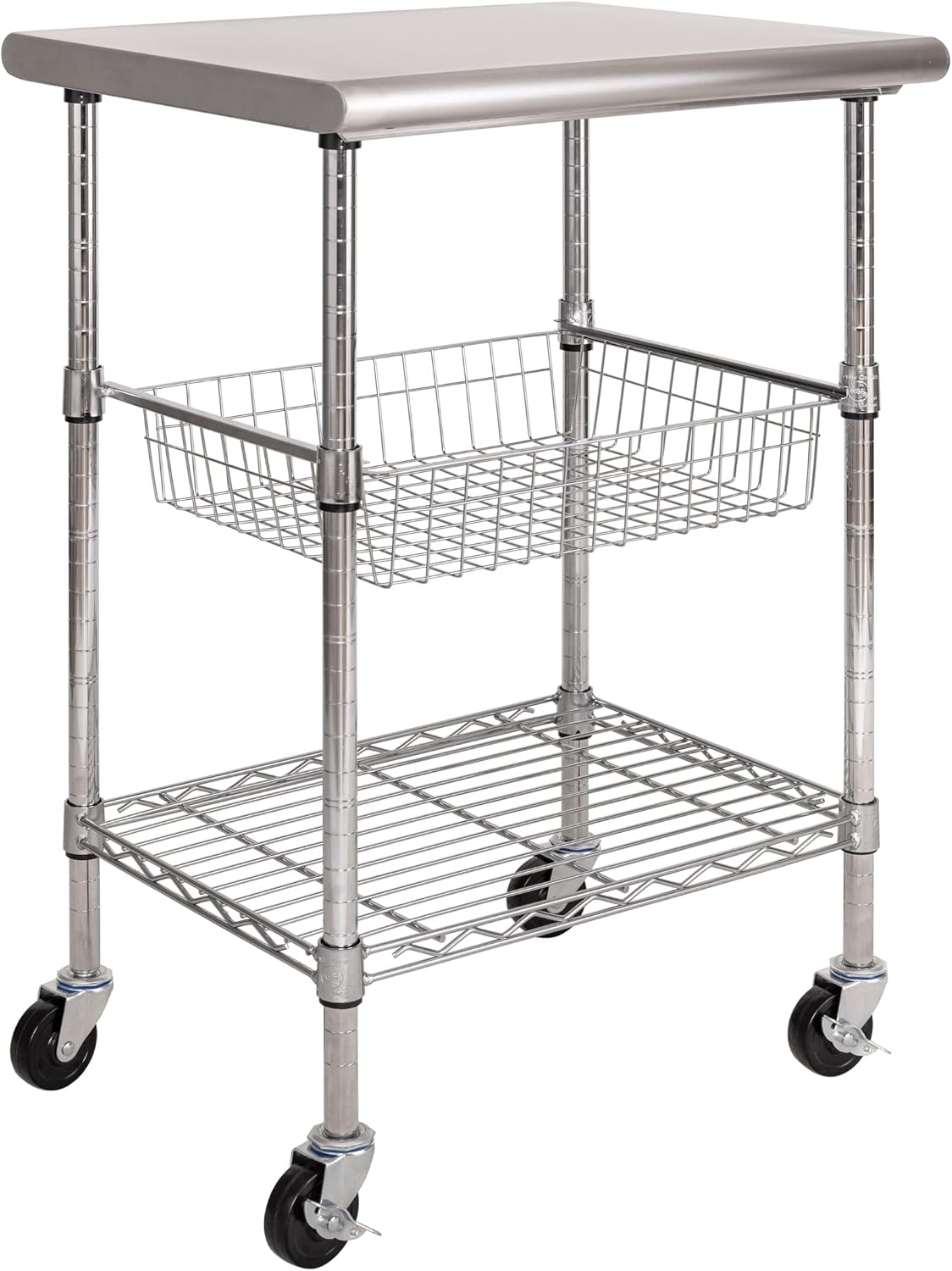 Food Storage On Wheels - طاولة تحضير طعام تجارية من الفولاذ