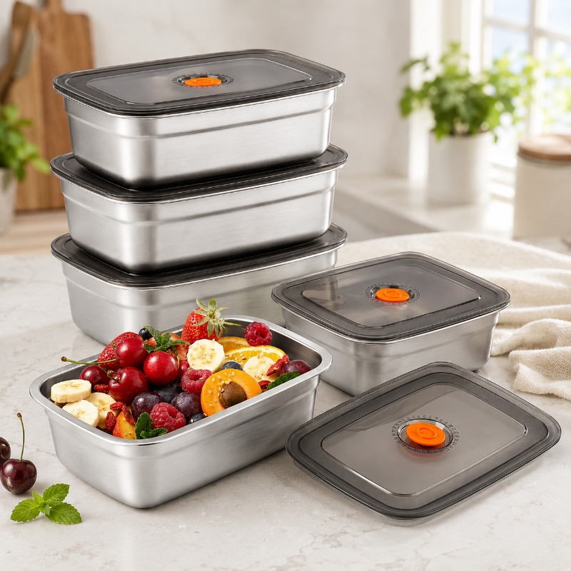 Food Storage Box Large - صندوق طعام من الفولاذ المقاوم للصدأ