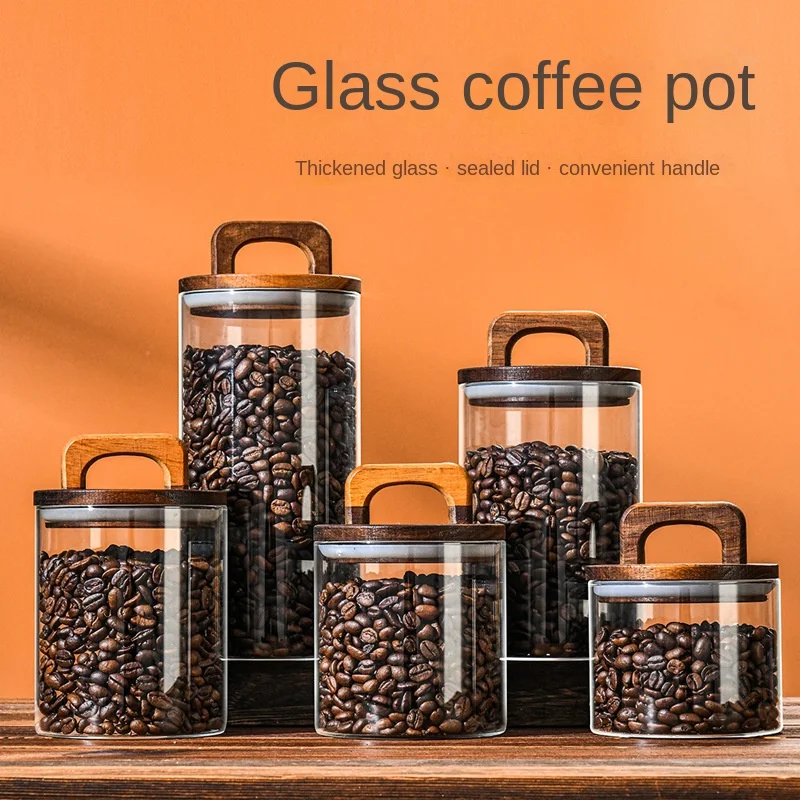 Glass Food Storage Xl - 700-2100 مللي غطاء الخشب جرة زجاجية