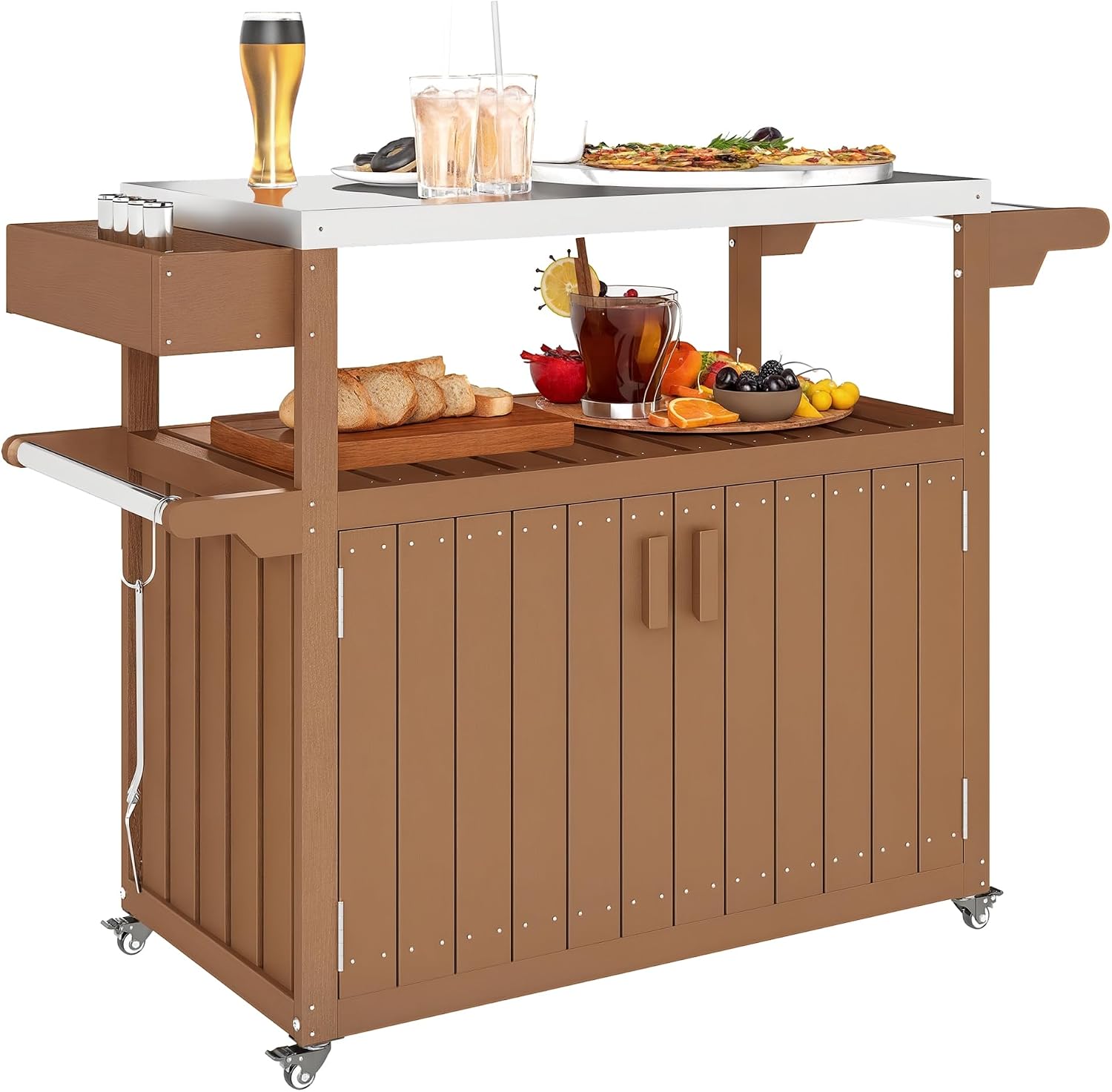Food Storage On Wheels - عربة بار خارجية مع خزانة تخزين،