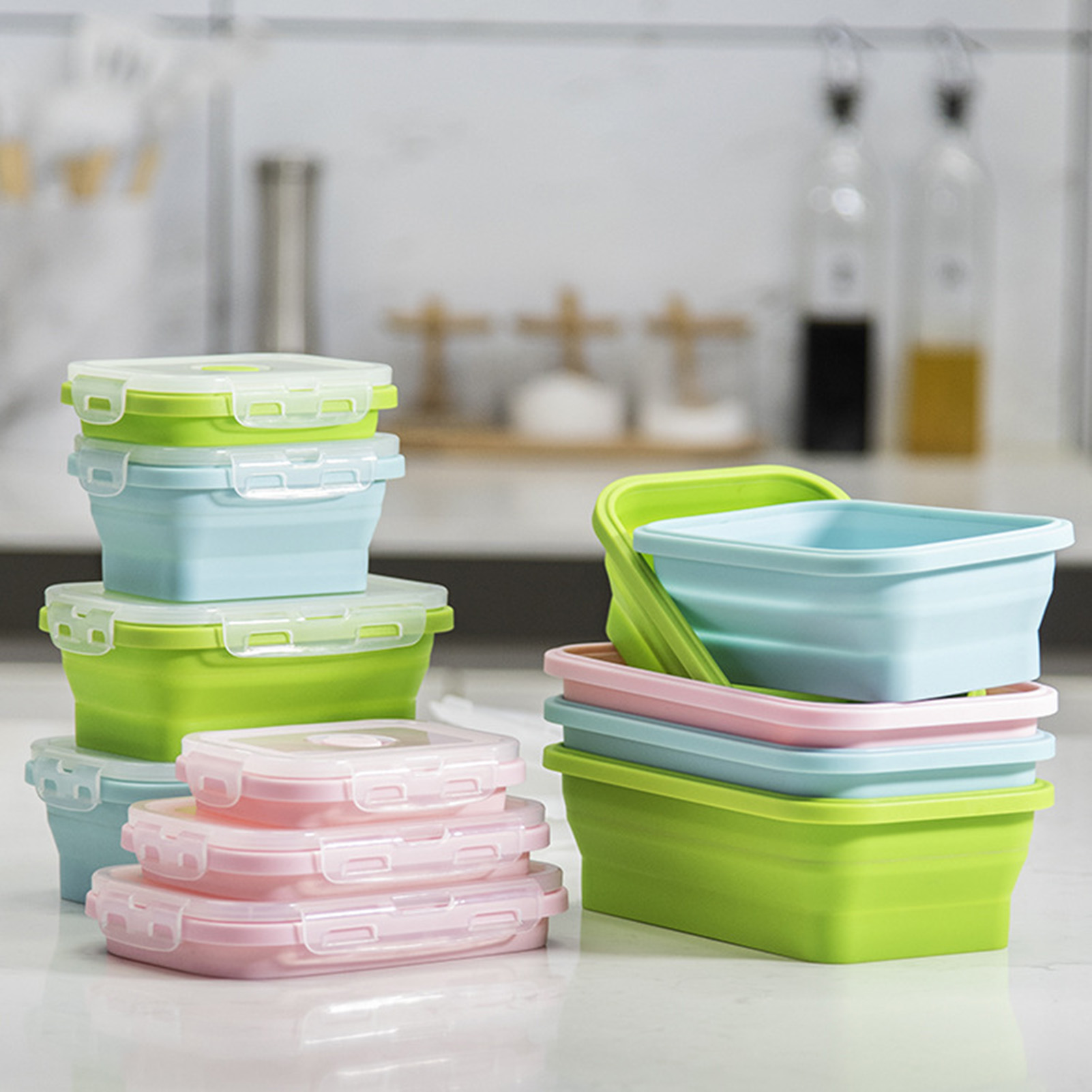 Food Storage Containers Plastic Box - علبة طعام من السيليكون قابلة للطي،