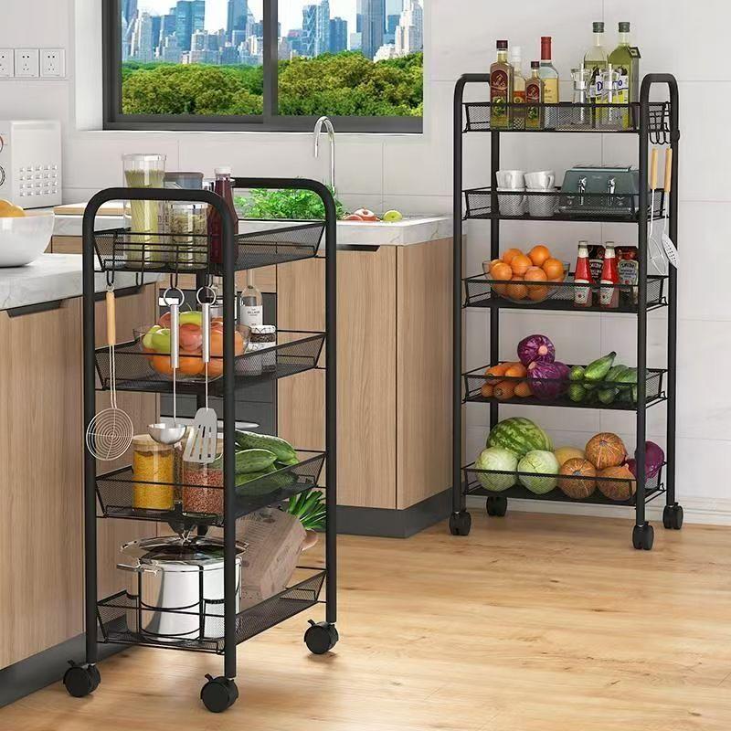 Food Storage On Wheels - عربة تخزين متحركة بـ 3/4/5 طبقات،