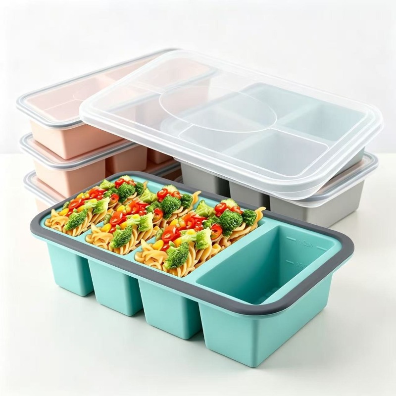 Food Storage Freezer - قوالب سيليكون للفريزر مع غطاء، صواني