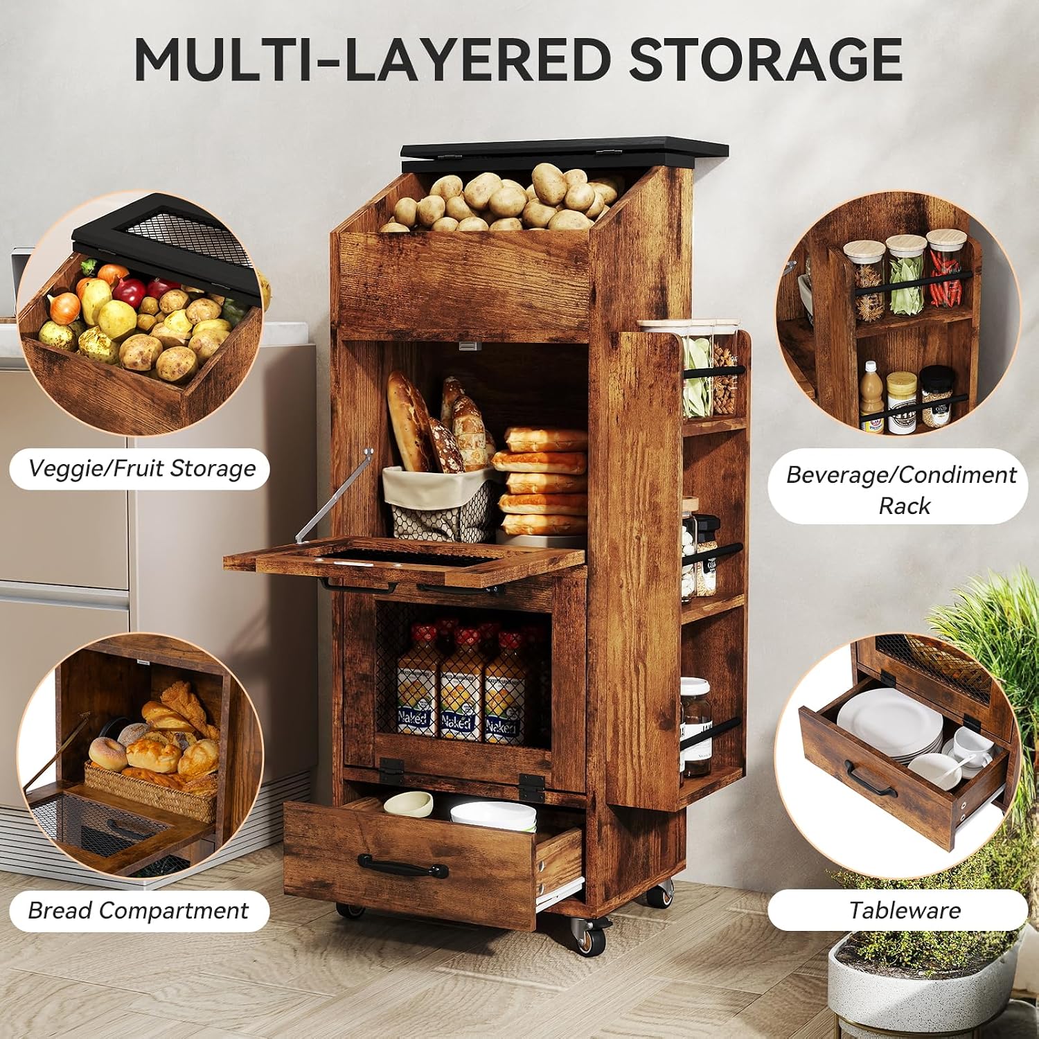 صندوق تخزين البطاطس والبصل على - مراجعة Food Storage On Wheels وسعره