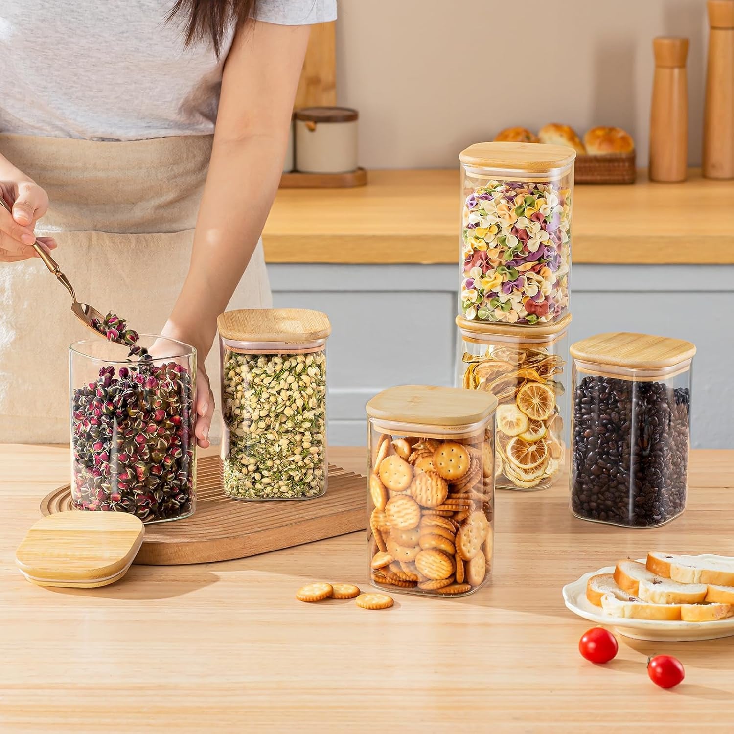 مجموعة من 6 أوعية زجاجية لتخزي - مراجعة Food Storage Jars Airtight وسعره