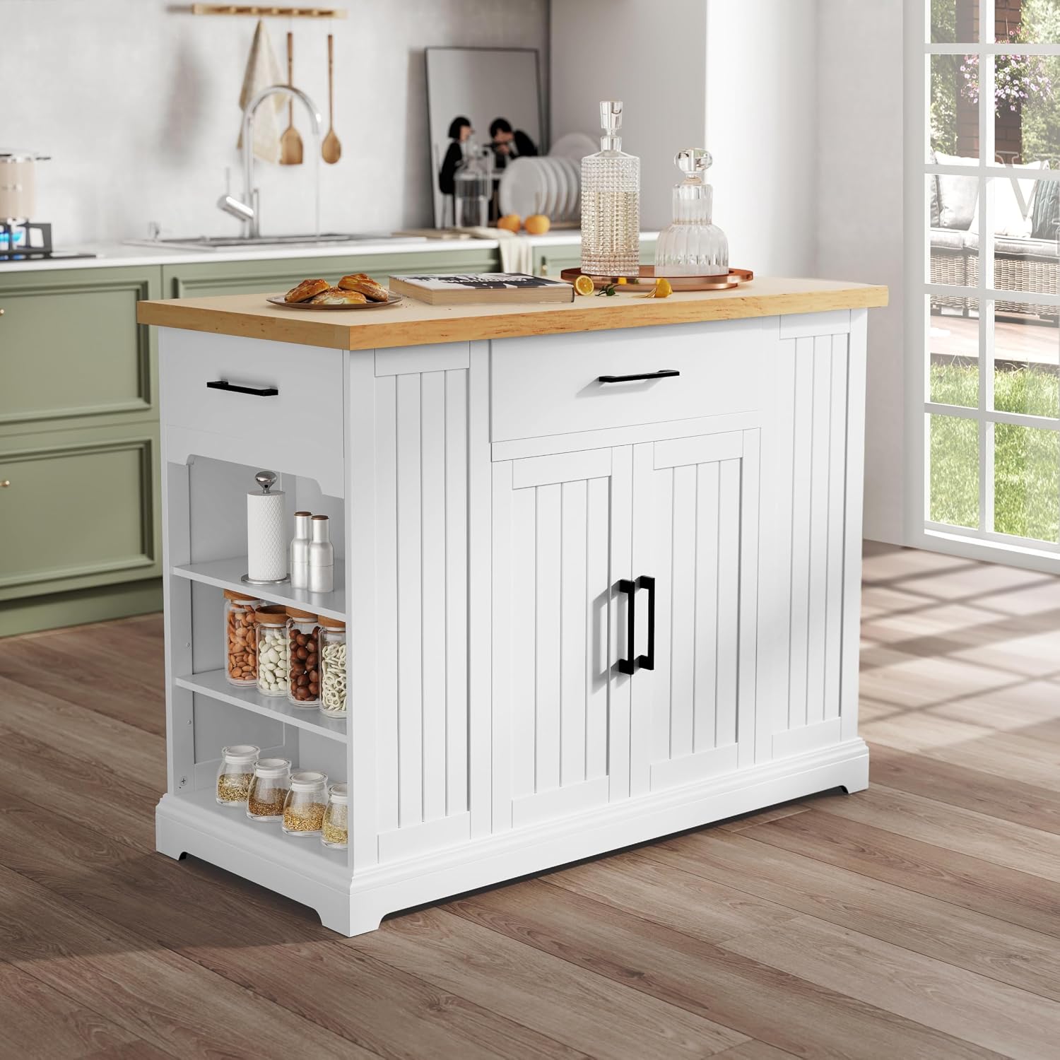عربة مطبخ متحركة بيضاء مع سطح  - مراجعة Food Storage On Wheels وسعره