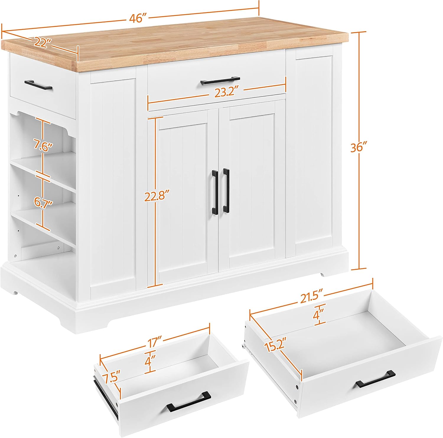 عربة مطبخ متحركة بيضاء مع سطح  - مراجعة Food Storage On Wheels وسعره