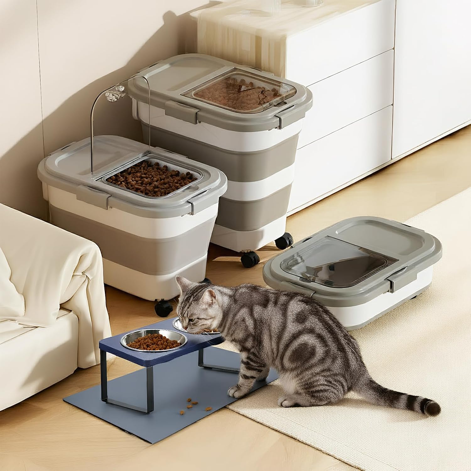 صندوق تخزين طعام الكلاب القابل - مراجعة Food Storage On Wheels وسعره