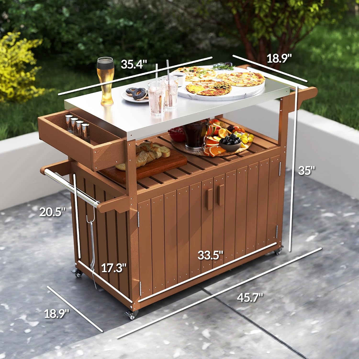 عربة بار خارجية مع خزانة تخزين - مراجعة Food Storage On Wheels وسعره