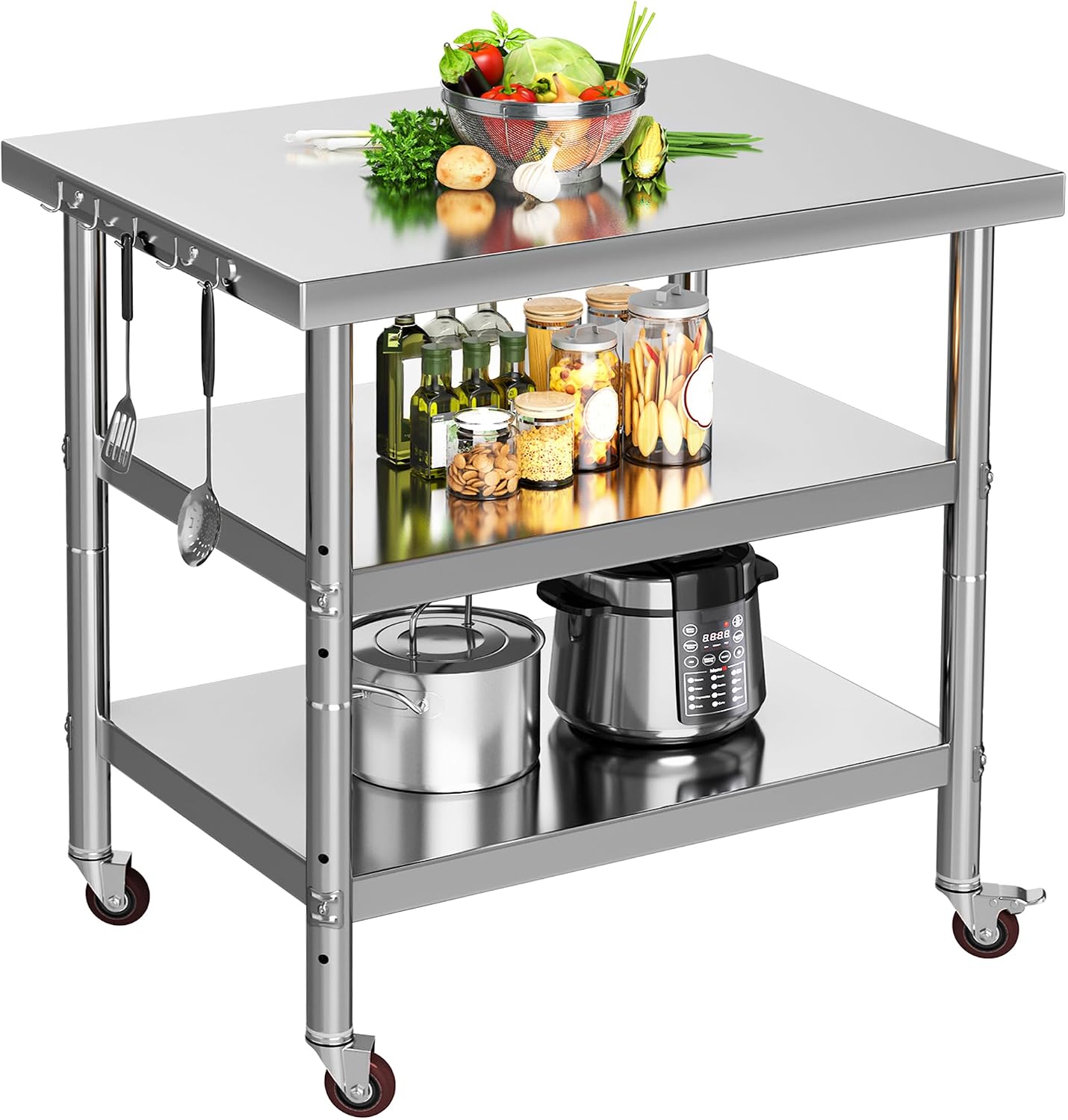 طاولة تحضير الطعام من الفولاذ  - مراجعة Food Storage On Wheels وسعره