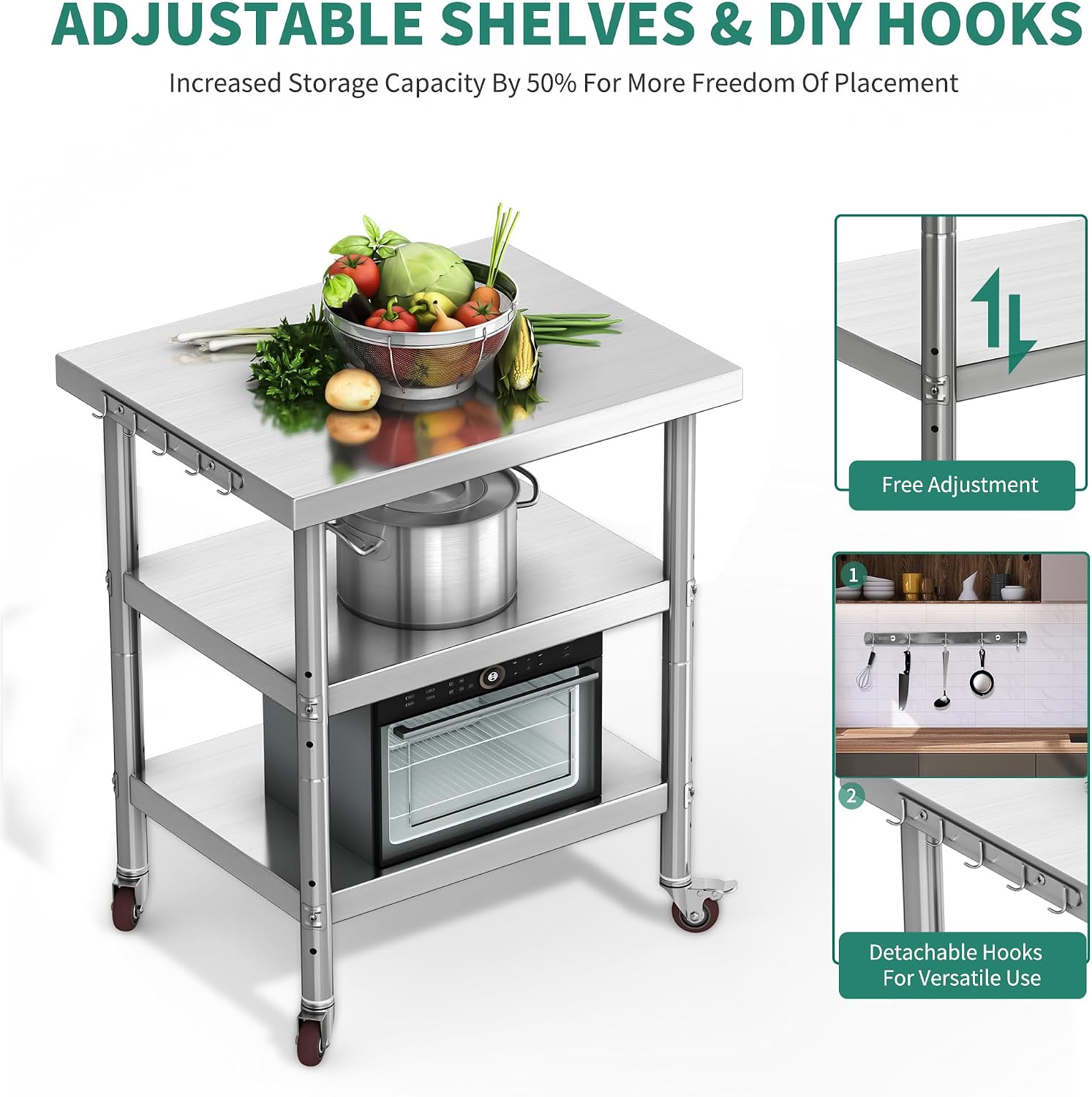 طاولة تحضير الطعام من الفولاذ  - مراجعة Food Storage On Wheels وسعره