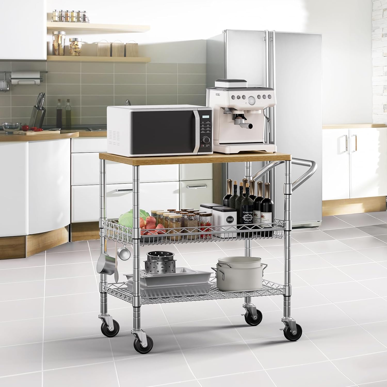 عربة مطبخ متحركة بثلاثة طبقات  - مراجعة Food Storage On Wheels وسعره