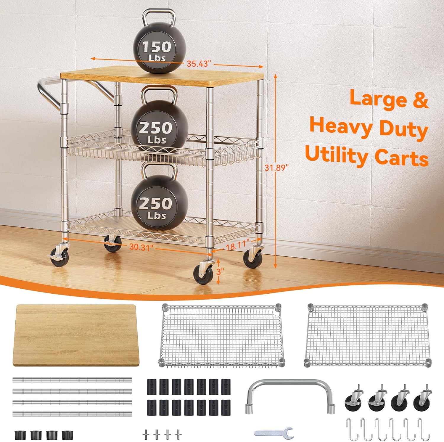 عربة مطبخ متحركة بثلاثة طبقات  - مراجعة Food Storage On Wheels وسعره