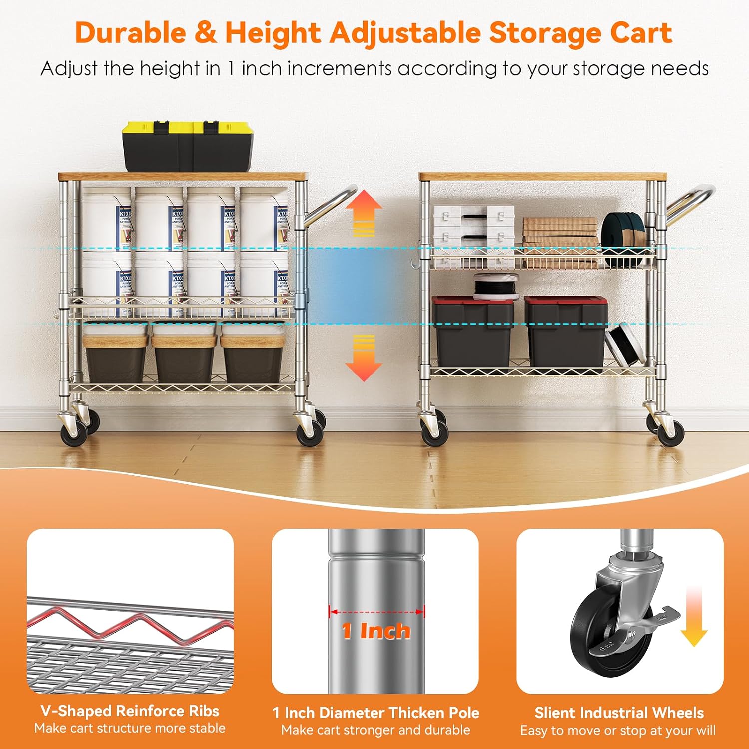 عربة مطبخ متحركة بثلاثة طبقات  - مراجعة Food Storage On Wheels وسعره