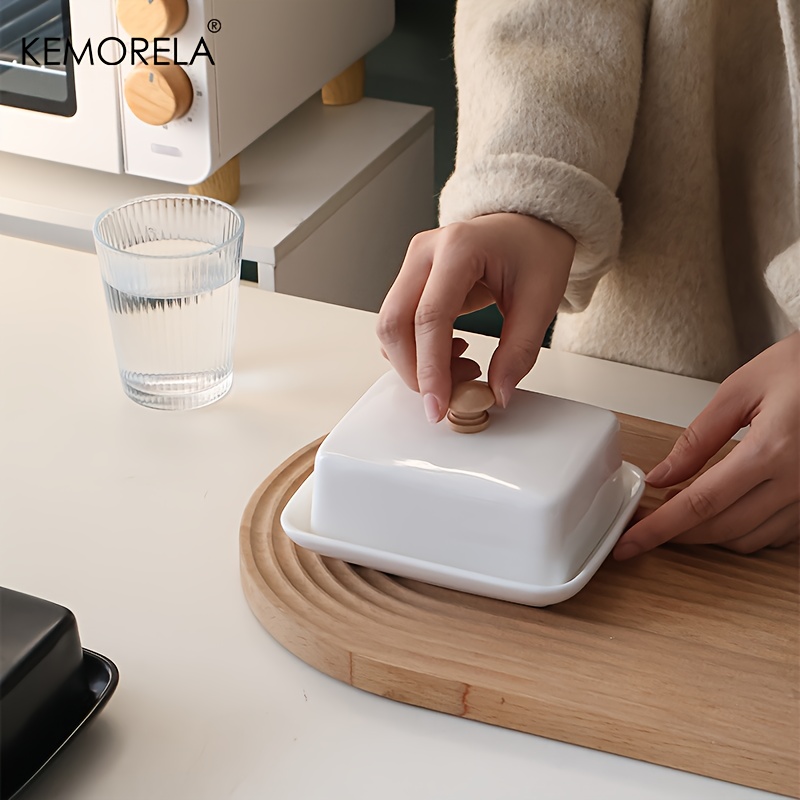طبق زبدة سيراميك بغطاء مستطيل  - مراجعة Food Storage For Restaurant وسعره