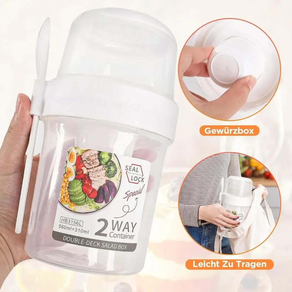 كوب سلطة أكواب الإفطار المحمول - مراجعة Food Storage Yogurt وسعره